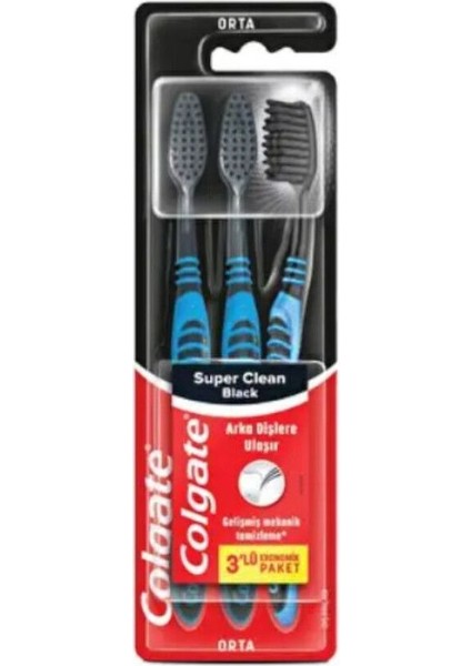 Super Clean Black Diş Fırçası Orta 2 + 1