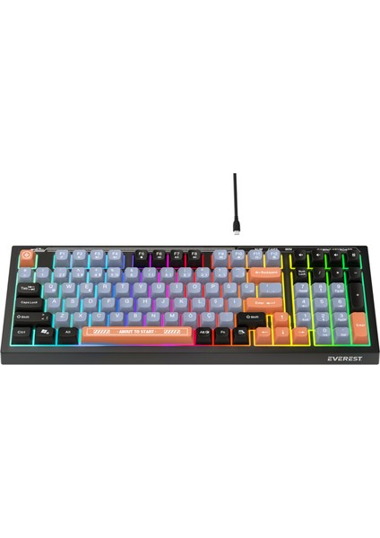 Kb-98 Sessiz Rainbow Q Türkçe Klavye Membrane Oyuncu Klavyesi Gaming Klavye