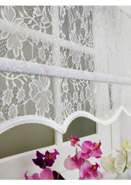 Çiftli Sistem Yeni Beyaz-Toz Pembe Yonca Dantel Series Tül + Stor indirimleri