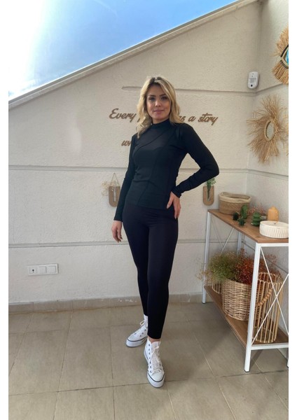Siyah Çıma Dikişli Balıkçı Yaka Bluz modelleri