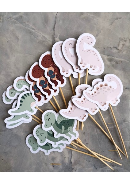 32 Parça Dinozor Temalı Dev Set Çocuk Kutlama Doğum Günü Süsü Banner Pasta Kürdanı Cupcake