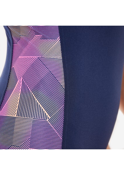 Nabaiji Kadın V Kesim Sırt Detaylı Mayo - Mavi/Pembe - KELLY modelleri