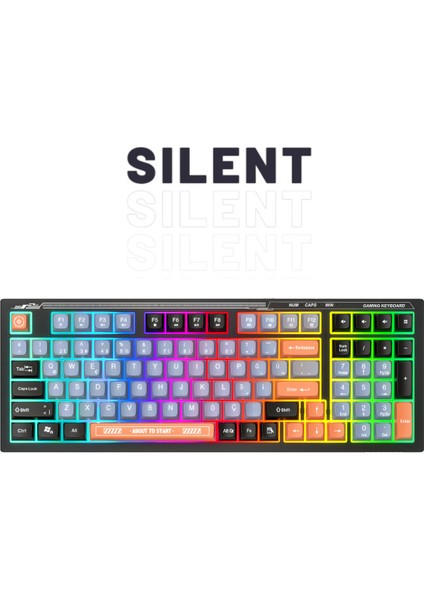 Kb-98 Sessiz Rainbow Q Türkçe Klavye Membrane Oyuncu Klavyesi Gaming Klavye