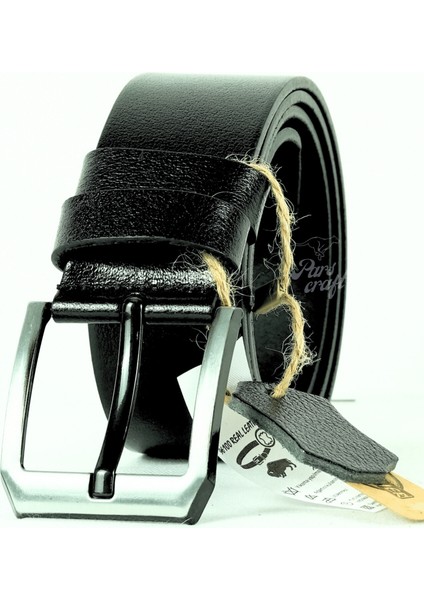 Parscraft Hakiki Manda Derisi Erkek Kemer 4,5 Cm Siyah Kot Pantolon Spor Kemer