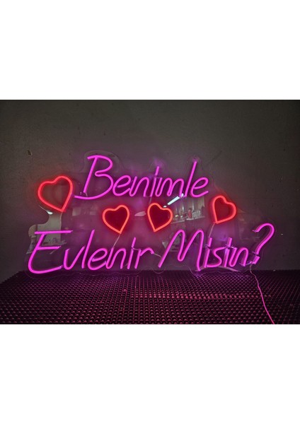Cizgineon Benimle Evlenirmisin Işıklı Neon LED Duvar Dekarasyon