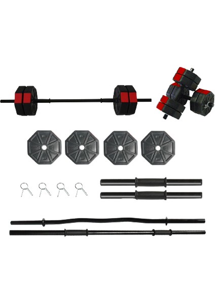 20 Kg Dambıl - Dumbell - Ağırlık - Halter - Kısa Bar Ve Düz Bar Seti