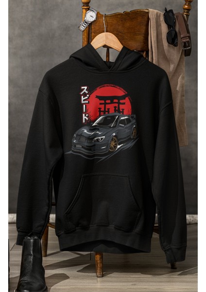 Unisex Wt Subaru Stı Baskılı Kapüşonlu Sweatshirt, Oversize Araba Temalı Hoodie