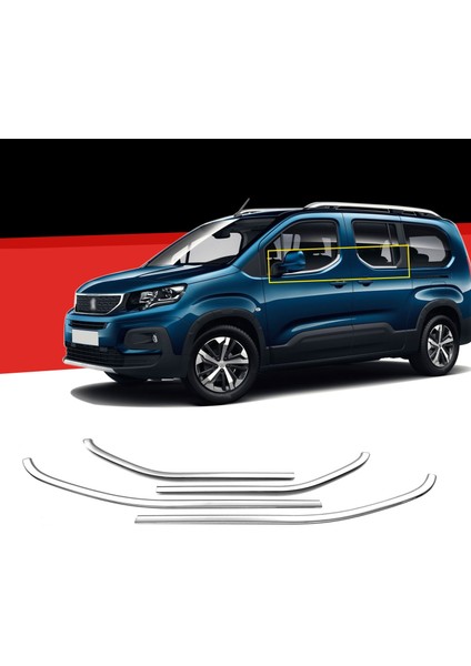 S-Dizayn Peugeot Rifter Krom Cam Çıtası 4 Prç. 2019 Üzeri A+ Kalite
