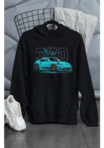 Unisex Nissan 370Z Baskılı Kapüşonlu Sweatshirt, Oversize Araba Temalı Hoodie