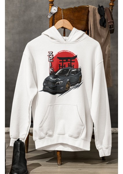 Unisex Wt Subaru Stı Baskılı Kapüşonlu Sweatshirt, Oversize Araba Temalı Hoodie