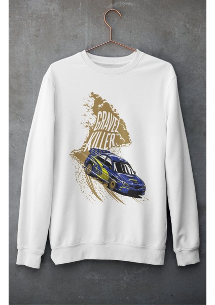 Gravel Killer Hızlı ve Öfkeli Car Baskılı Kapüşonsuz Sweatshirt, Unisex Oversize Araba Temalı Sweat