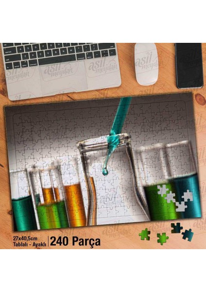 Asil Hobi Laboratuvar - Deney Tüpleri - Kimya -Simya Yapboz-Ayak Destekli Çerçeveli 240 Parça Puzzle