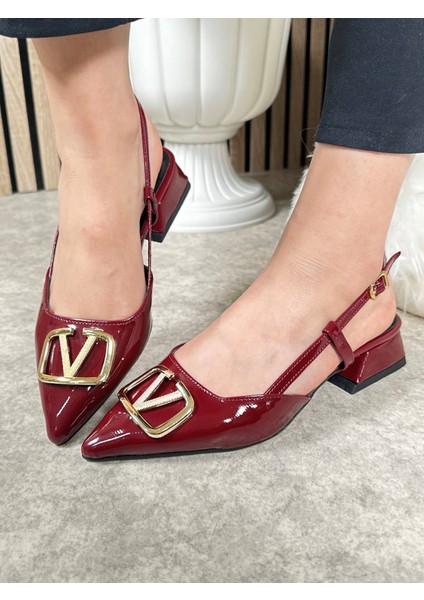 Günlük Kadın Abiye Kalın Kısa Topuklu V Tokalı Ayarlanabilir Sivri Burun Babet Ayakkabı 459 fiyatları
