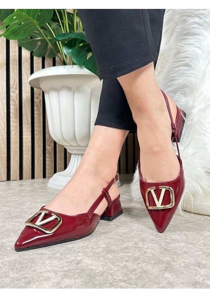 Günlük Kadın Abiye Kalın Kısa Topuklu V Tokalı Ayarlanabilir Sivri Burun Babet Ayakkabı 459 modelleri