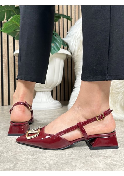 Günlük Kadın Abiye Kalın Kısa Topuklu V Tokalı Ayarlanabilir Sivri Burun Babet Ayakkabı 459 fırsatları