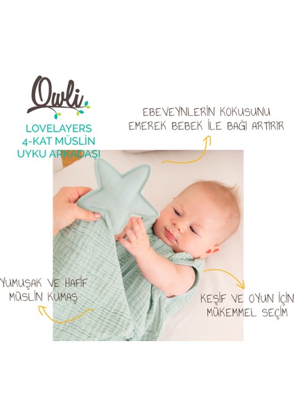 Lovelayers 4 Kat Müslin Uyku Tulumu Mint Yeşili