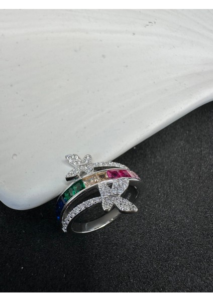 Ithal Renkli Taşlı Kelebekli Yüzük fiyatları