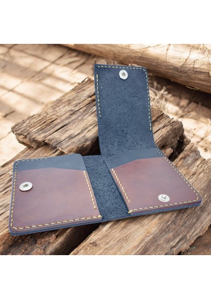 Cy Leather Nexus Trifold Siyah Koyu Taba Hakiki Deri Erkek Kadın Cüzdan El Yapımı Unisex fiyatları