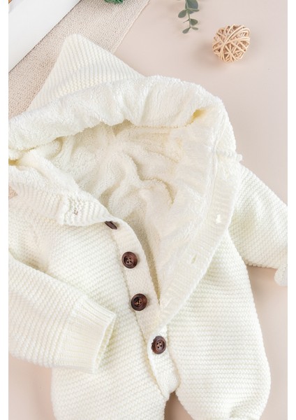 Triko Örme Welsoft Astarlı Kapüşonlu Kışlık Bebek Tulum modelleri