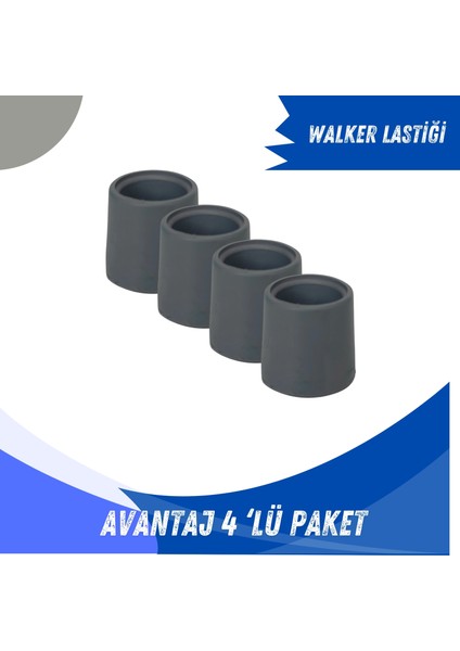 Walker Yürüteç Lastiği Yumuşak Kaymaz Taban Yüksek Kalite 4'lü Avantaj Paket Gri