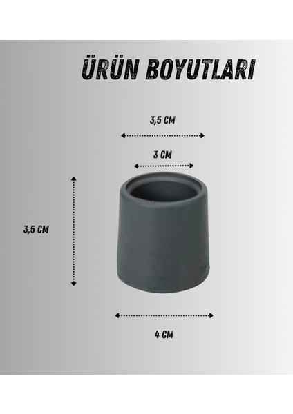 Walker Yürüteç Lastiği Yumuşak Kaymaz Taban Yüksek Kalite 4'lü Avantaj Paket Gri