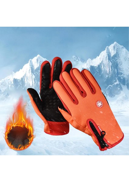 Kış Eldivenleri Dış Sporları Için Kaymaz Eldivenler Motosiklet Turuncu (Yurt Dışından) indirimleri