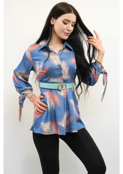 Kemerli Gömlek Tunik Indigo modelleri