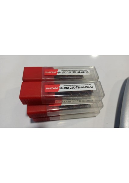 Katı Karbür Kaplı 4 Kanallı Uç HRC55 Shazam 10-10D-25C-75L-4F-HRC55 Freze Kesicisi 1 Adet D10*30*75L*4T