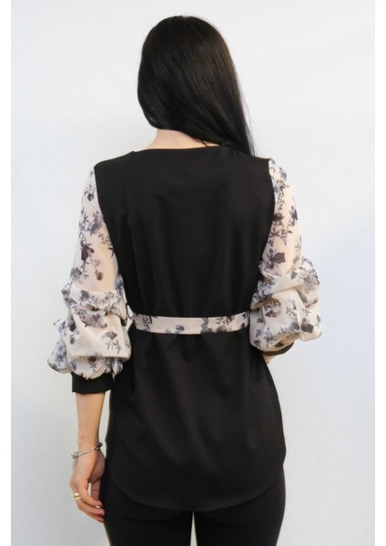 Şifon Kol Bluz Siyah modelleri