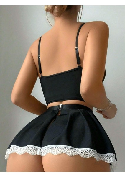 Siyah Fırfır Detaylı Özel Tasarım Iç Giyim Seti indirimleri