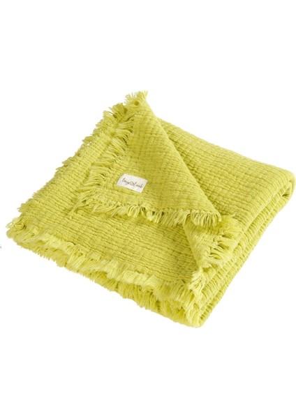 Brighton Fıstık Yeşili Renk %100 Organik Pamuk 4 Katlı Müslin Battaniye 100X120cm - Pamuk Müslin