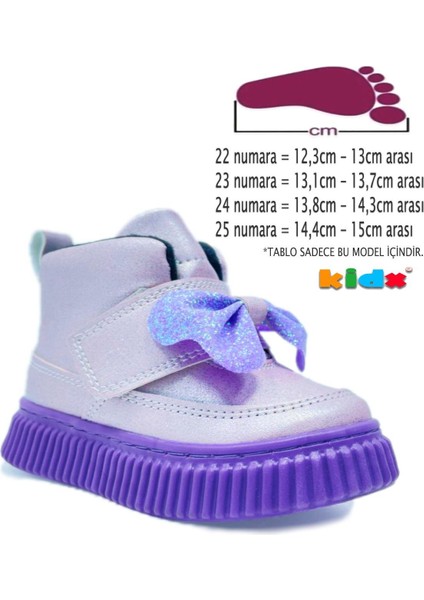 Popy Fiyonklu Ortopedik Kız Çocuk Bebek Bot Simli Lila