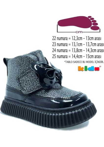 Popy Fiyonklu Ortopedik Kız Çocuk Bebek Bot Siyah Rugan