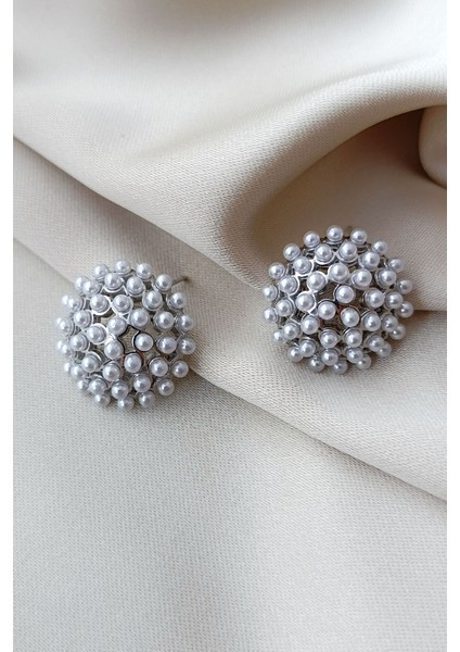 Silver Top Motifli Retro Dokunuşlu Şık Zarif Butik Küpe Tasarımı