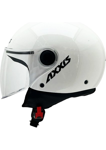 Square S Solid A0 Gloss Pearl White Yarım Motosiklet Kaskı - Xs