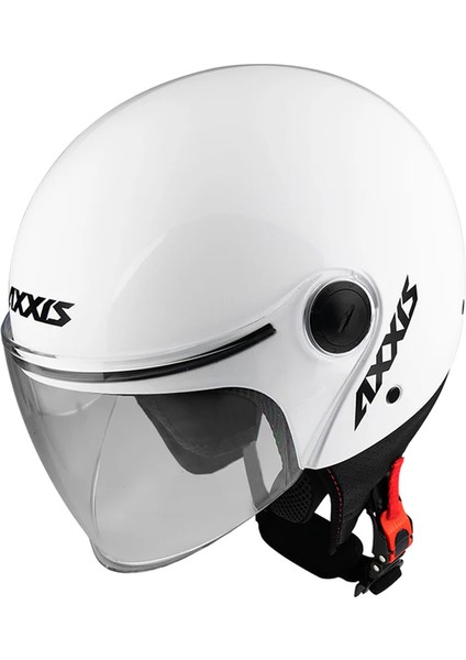 Square S Solid A0 Gloss Pearl White Yarım Motosiklet Kaskı - Xs