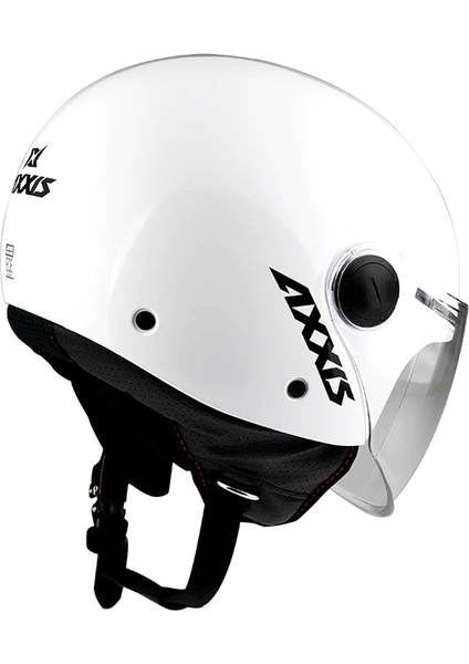 Square S Solid A0 Gloss Pearl White Yarım Motosiklet Kaskı - Xs