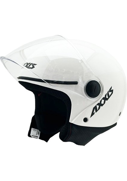 Square S Solid A0 Gloss Pearl White Yarım Motosiklet Kaskı - Xs