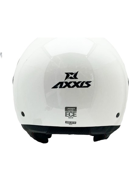 Square S Solid A0 Gloss Pearl White Yarım Motosiklet Kaskı - Xs