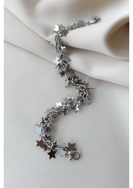 Silver Işıltılı Yıldız Kümeleri Detay Modern Şık Çelik Bileklik fırsatları