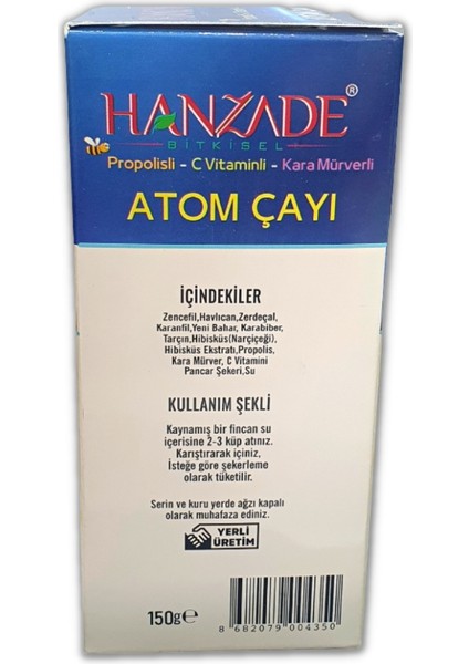 Bitkisel Propolisli - C Vitaminli - Kara Mürverli Atom Çayı Kış Çayı 150 gr x 2 Adet