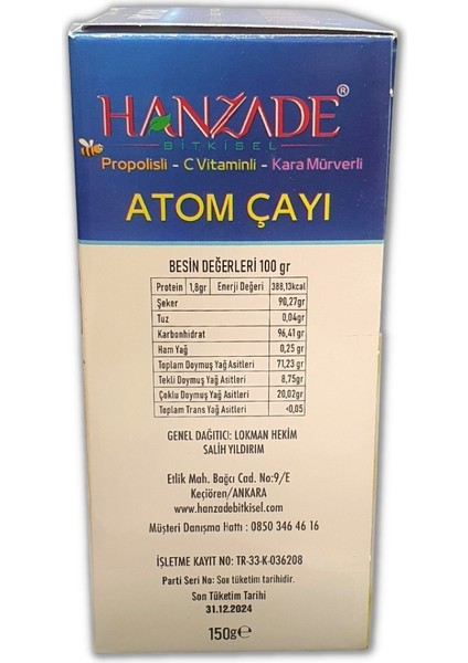 Bitkisel Propolisli - C Vitaminli - Kara Mürverli Atom Çayı Kış Çayı 150 gr x 2 Adet