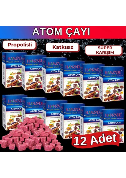 Bitkisel Propolisli - C Vitaminli - Kara Mürverli Atom Çayı Kış Çayı 150 gr x 12 Adet