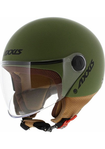 Square S Solid A16 Matt Green Yarım Motosiklet Kaskı - M