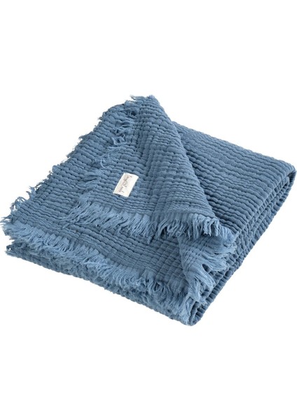 Brighton 100X120CM Organik 4 Katlı Mavi Renk Müslin Battaniye