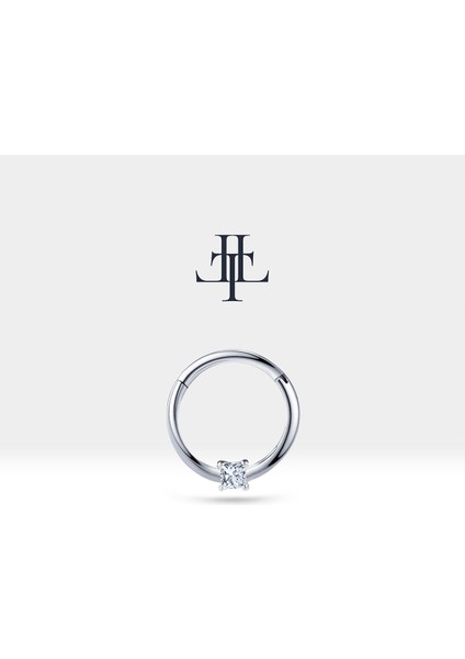 Prenses Pırlantalı Halka Piercing, 10-12 mm , 1.2 Mm, 14K Sarı-Beyaz-Kırmızı Altın | LC00034D