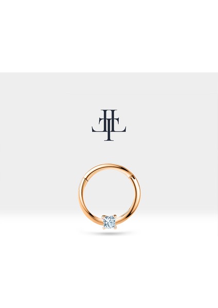 Prenses Pırlantalı Halka Piercing, 10-12 mm , 1.2 Mm, 14K Sarı-Beyaz-Kırmızı Altın | LC00034D