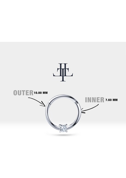 Prenses Pırlantalı Halka Piercing, 10-12 mm , 1.2 Mm, 14K Sarı-Beyaz-Kırmızı Altın | LC00034D