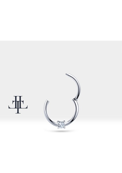 Prenses Pırlantalı Halka Piercing, 10-12 mm , 1.2 Mm, 14K Sarı-Beyaz-Kırmızı Altın | LC00034D