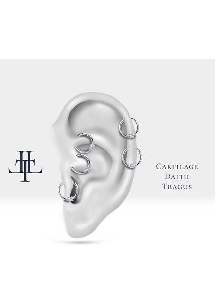 Prenses Pırlantalı Halka Piercing, 10-12 mm , 1.2 Mm, 14K Sarı-Beyaz-Kırmızı Altın | LC00034D